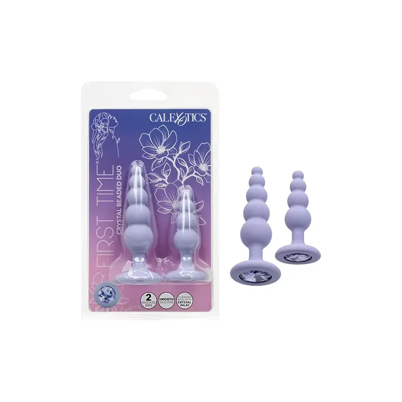 Crystal Beaded Anal Plug Duo with Graduated Silicone Beads