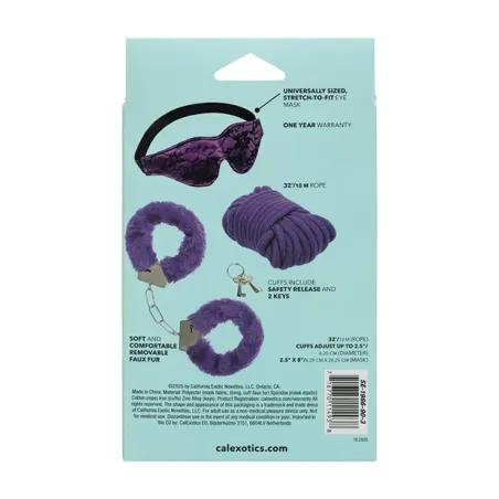 Bondage Starter Kit with Faux Fur Cuffs and Blindfold
