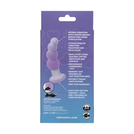 Lavender Haze Beaded Curved Anal Probe with 10 Vibration Functions