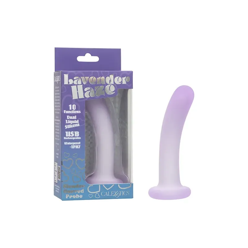 Lavender Haze Slender Curved Anal Probe with Vibration